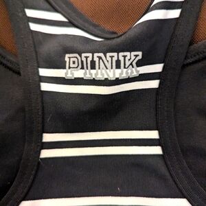 Victoria's Secret PINK Black and White Striped Sports Bra